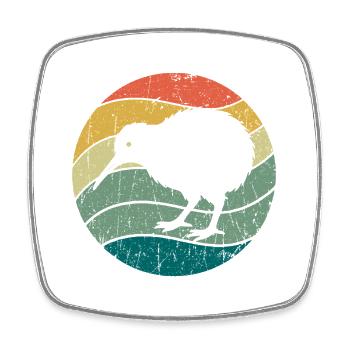 Neuseeland Niedlicher Kiwi-Vogel Retro Vintage - Viereckiger Kühlschrankmagnet - Weiß - Vorne