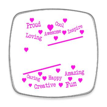 T-shirt artistique Pink Hearts Positive Inspirational Words - Magnet carré - blanc - Devant