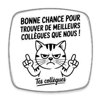 Leaving colleague work new job good luck - Square fridge magnet - white - Front