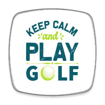 Keep Calm and Play Golf: Cool Golfer Statement - Square fridge magnet - white - Front
