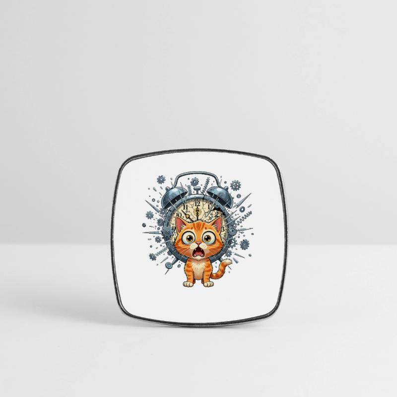Chat steampunk devant Clockwork Magnet carré