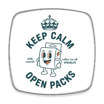 Keep Calm Open Packs Sammelkarten-Packlife - Viereckiger Kühlschrankmagnet - Weiß - Vorne