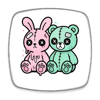 Goth Bunny Horror Rabbit Gothic Creepy Creepy - Square fridge magnet - white - Front