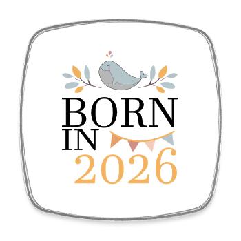 Born in 2026 Baby Wal bald Mama Geschenk - Viereckiger Kühlschrankmagnet - Weiß - Vorne