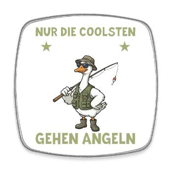 Angler Papa Gans: Lustiges Fischerei Vatertag - Viereckiger Kühlschrankmagnet - Weiß - Vorne