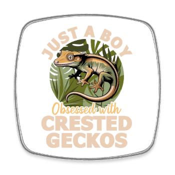 Funny Reptile Crested Gecko - Square fridge magnet - white - Front