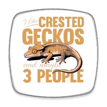 Funny Reptile Crested Gecko - Square fridge magnet - white - Front
