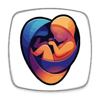 Colorful fetal hug - Square fridge magnet - white - Front