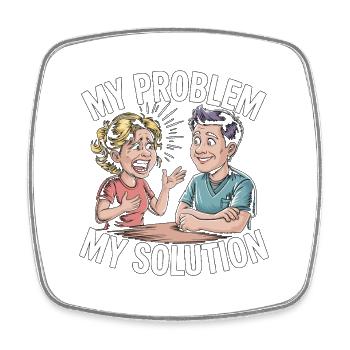 Pediatric OT My Problem My Solution Pictogram Dad - Viereckiger Kühlschrankmagnet - Weiß - Vorne