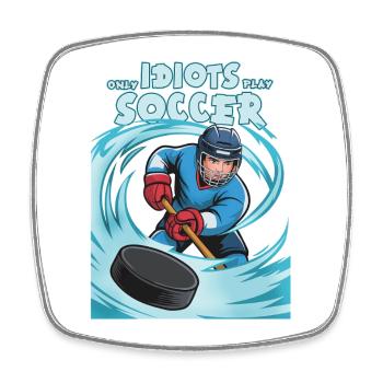 Eishockey Humor, besser als Fußball - Viereckiger Kühlschrankmagnet - Weiß - Vorne