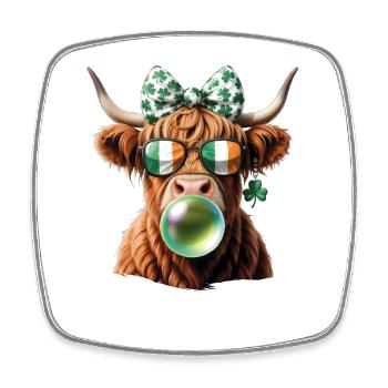 Irish Cow Bubble Sunglasses - Square fridge magnet - white - Front