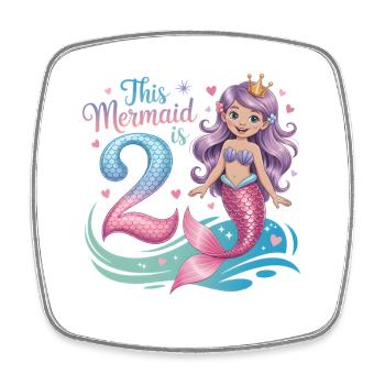 Sirène 2e anniversaire 2 ans - Magnet carré - blanc - Devant