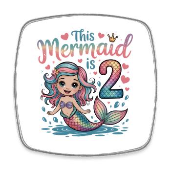 Sirène 2e anniversaire 2 ans - Magnet carré - blanc - Devant