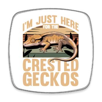 Funny Reptile Crested Gecko - Square fridge magnet - white - Front