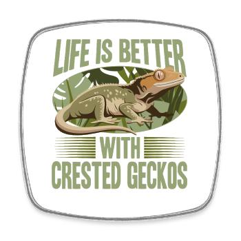 Funny Reptile Crested Gecko - Square fridge magnet - white - Front