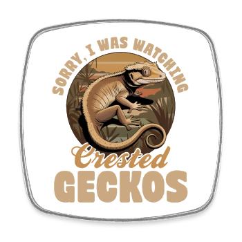 Funny Reptile Crested Gecko - Square fridge magnet - white - Front