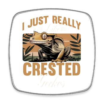Funny Reptile Crested Gecko - Square fridge magnet - white - Front