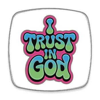 I Trust In God - Glaube Design - Viereckiger Kühlschrankmagnet - Weiß - Vorne