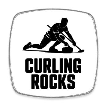 Curling Rocks Wintersport Silhouette Man - Viereckiger Kühlschrankmagnet - Weiß - Vorne