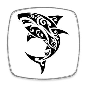 Maori-Hai-Stammestattoo - Viereckiger Kühlschrankmagnet - Weiß - Vorne