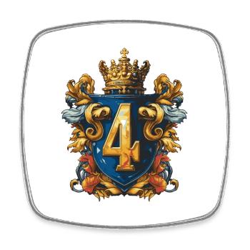 4 Zahl Wappen - Viereckiger Kühlschrankmagnet - Weiß - Vorne
