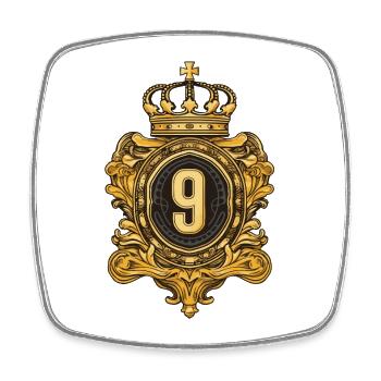 9 Zahl Wappen - Viereckiger Kühlschrankmagnet - Weiß - Vorne