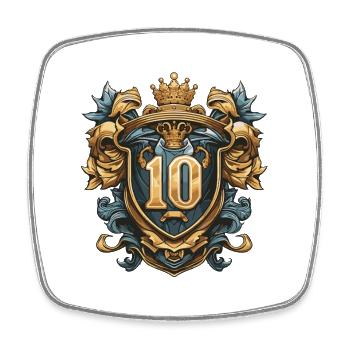 10 Zahl Wappen - Viereckiger Kühlschrankmagnet - Weiß - Vorne
