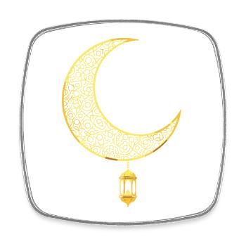 Ramadan Kareem Golden Crescent Moon - Square fridge magnet - white - Front