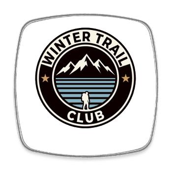 Insigne de montagne du Winter Trail Club - Magnet carré - blanc - Devant