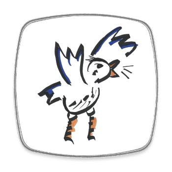 Orange Blue Abstract Rooster - Square fridge magnet - white - Front
