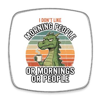 Drache Kaffee Geschenk für Morgenmuffel Humor - Magnet carré - blanc - Devant