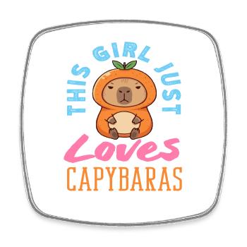 Cette fille adore les capybaras, mignons, drôles. - Magnet carré - blanc - Devant