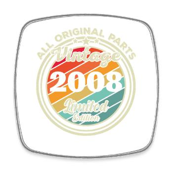 2008 Vintage Retro Birthday Gift - Square fridge magnet - white - Front