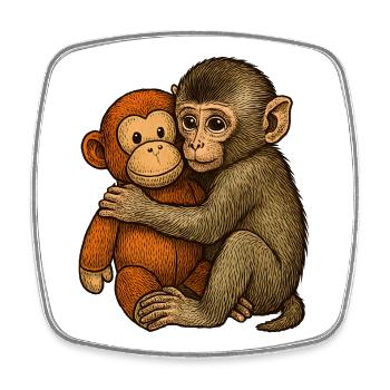 Monkey Hug Friendship - Square fridge magnet - white - Front