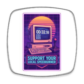 Support Speedrunners | Retro Gaming Timer - Square fridge magnet - white - Front