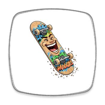 Graffiti de skateboard rieur - Magnet carré - blanc - Devant