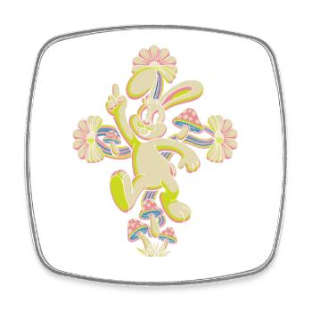Danse disco Pastel Bunny - Magnet carré - blanc - Devant