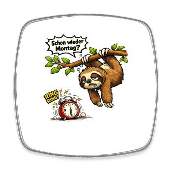 Again Monday Office Gift Men Women - Square fridge magnet - white - Front