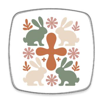 Motif de croix de lapin de Pâques - Magnet carré - blanc - Devant