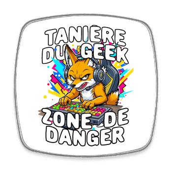 Geek humor gamer man teen video games console - Square fridge magnet - white - Front