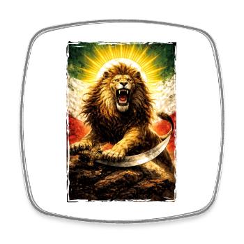 Lion Persia Iran Flag - Square fridge magnet - white - Front