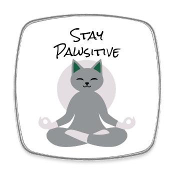 Meditierende Katze – Calm Zen Kitty Design - Viereckiger Kühlschrankmagnet - Weiß - Vorne