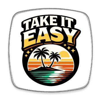 Take It Easy Retro Sunset Palmen Vintage Motiv - Viereckiger Kühlschrankmagnet - Weiß - Vorne