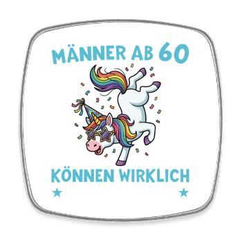 60. Geburtstag Männer Einhorn 60 Jahre - Viereckiger Kühlschrankmagnet - Weiß - Vorne