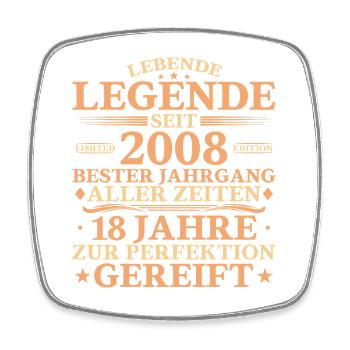 2008 Jahrgang geboren 18 Jahre Geburtstag - Viereckiger Kühlschrankmagnet - Weiß - Vorne