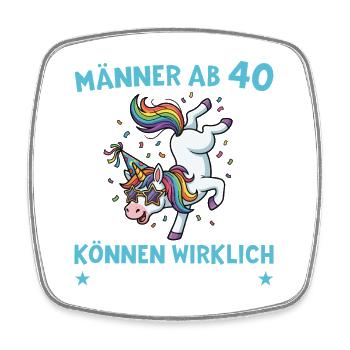 40th Birthday Unicorn Heart 40 Years - Square fridge magnet - white - Front