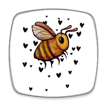 Watercolor Bee with Hearts - Square fridge magnet - white - Front