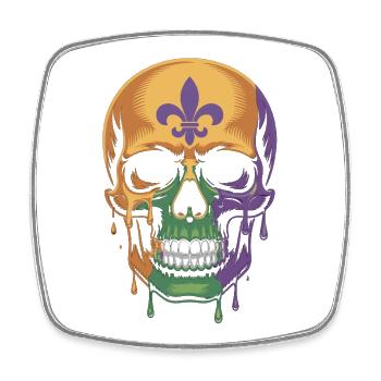 Mardi Gras Totenkopf Shirt – Karneval - Viereckiger Kühlschrankmagnet - Weiß - Vorne