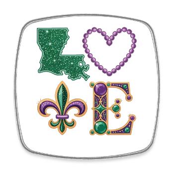 T-shirt Mardi Gras Louisiana – Carnival Love - Magnet carré - blanc - Devant