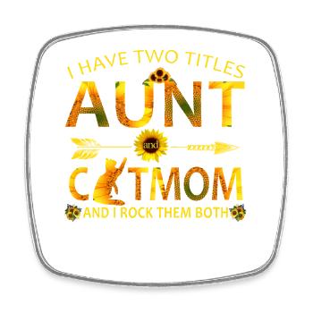 Cat Mom & Mom Sunflower Mothers Day Gift - Square fridge magnet - white - Front